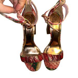 Ted Baker London SPRING pink flowers wooden heel high sandals shoes 40 9